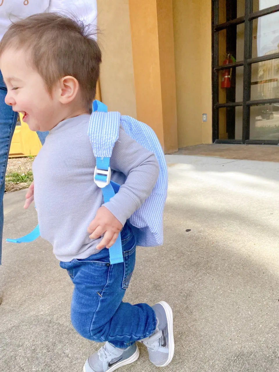 Seersucker Backpack - Baby Blue