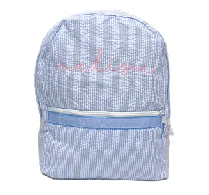 Seersucker Backpack - Baby Blue