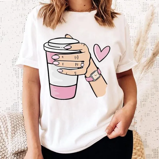 Summer Coffee Graphic Ladies Women T-Shirts