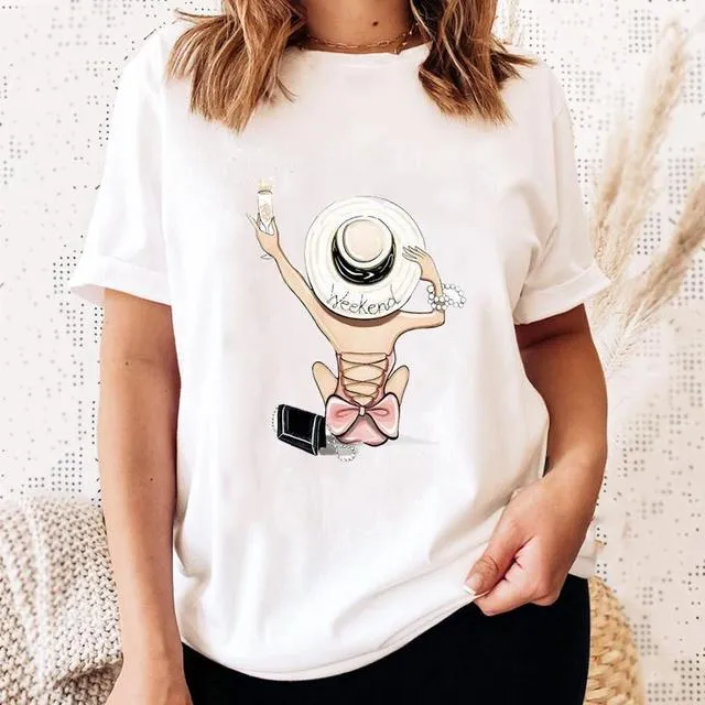 Summer Coffee Graphic Ladies Women T-Shirts