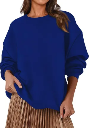 Sweatshirts For Women Oversized Crewneck Long Sleeve Hoodie Pullover Trendy Solid Fall Winter Clothes 2024