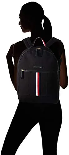 Tommy Hilfiger Backpack for Women TH Flag Canvas,  Black, One Size