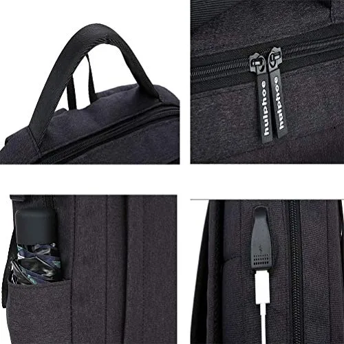 TRE Deluxe Black Waterproof Laptop Backpack 15 Inch Travel Gear Bag Business Trip Computer Daypack Double Laptop Compartment (Color : A2)