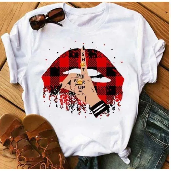 Women Awesome Fashionable Lips Print Design T Shirts