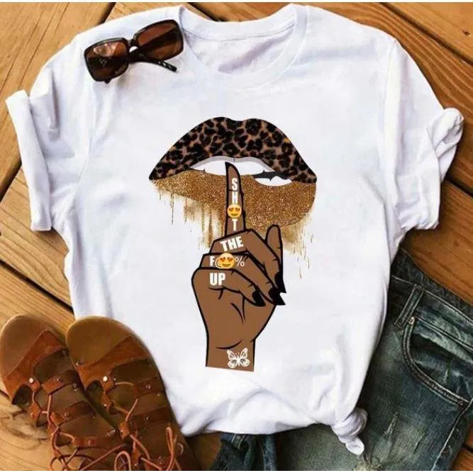 Women Awesome Fashionable Lips Print Design T Shirts