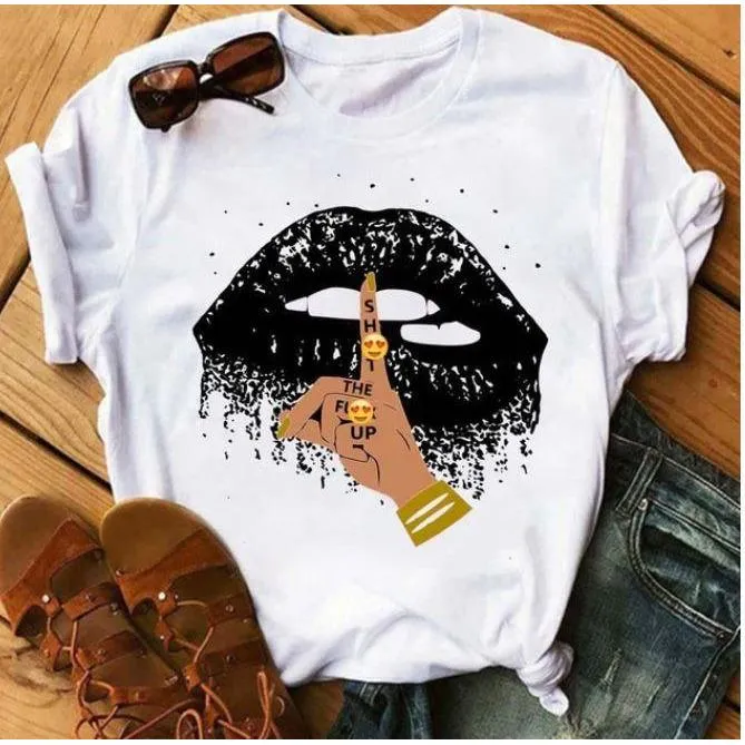 Women Awesome Fashionable Lips Print Design T Shirts