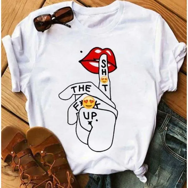 Women Awesome Fashionable Lips Print Design T Shirts