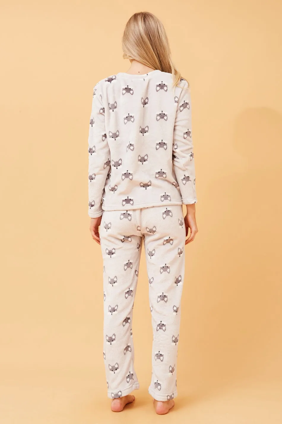 ZEN FOX PRINT PLUSH PYJAMA SET